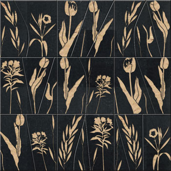 Mosaic House Moroccan tile CH-OleTulipe Cut  6 Black  chiseled field 